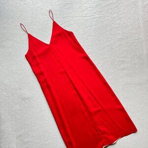 T by Alexander Wang Red Silk V-Neck Slip Dress Size XS